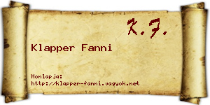 Klapper Fanni névjegykártya